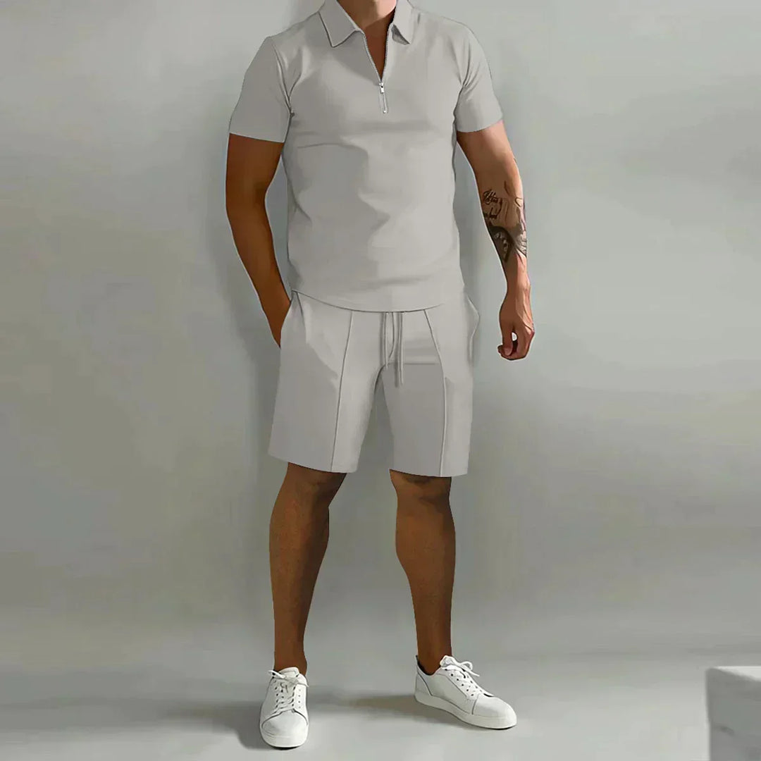 Verso | Zip Polo and Drawstring Mens Shorts Set