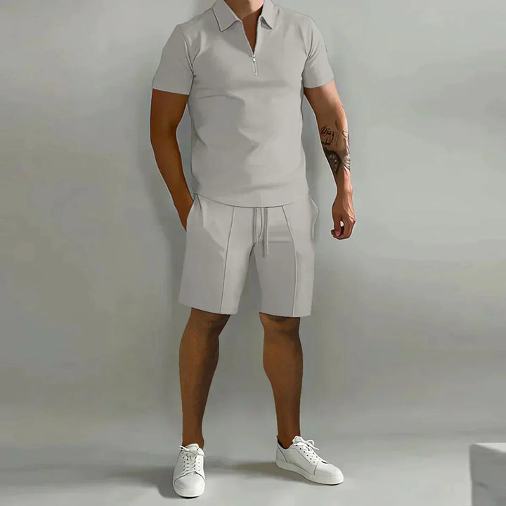 Verso | Zip Polo and Drawstring Mens Shorts Set