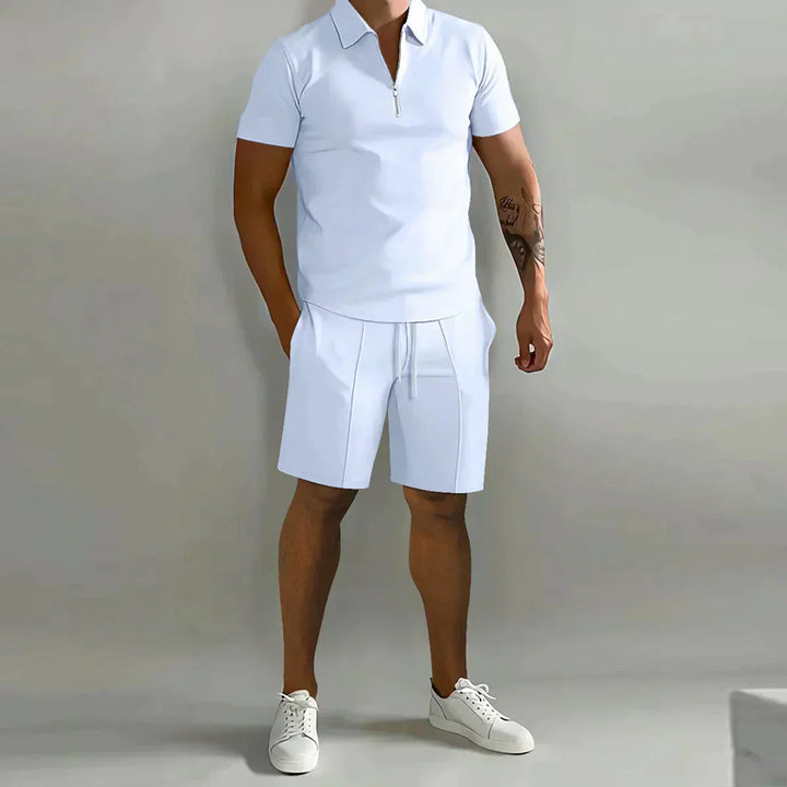 Verso | Zip Polo and Drawstring Mens Shorts Set