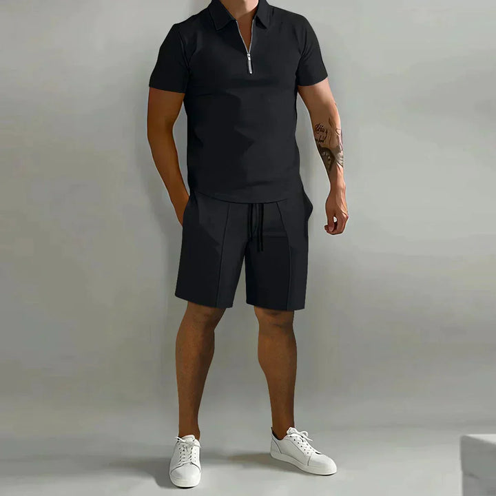 Verso | Zip Polo and Drawstring Mens Shorts Set