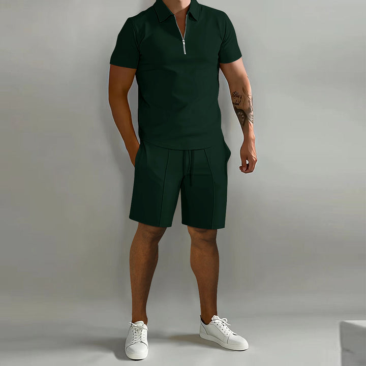 Verso | Zip Polo and Drawstring Mens Shorts Set