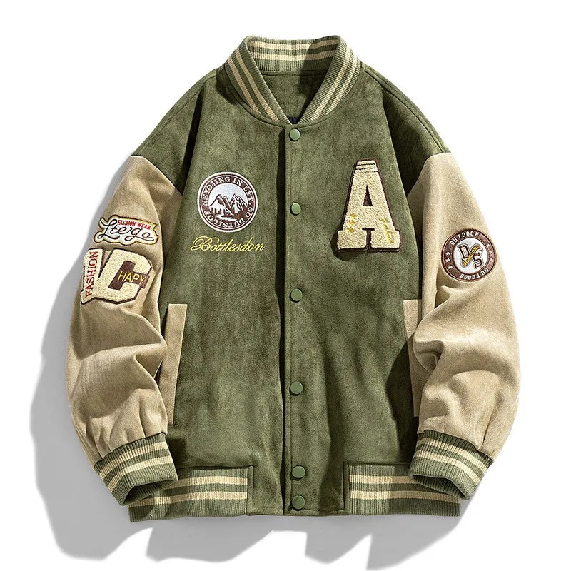 Varsity | Patch Embroidered Two-Tone Men's Bomber Jacket