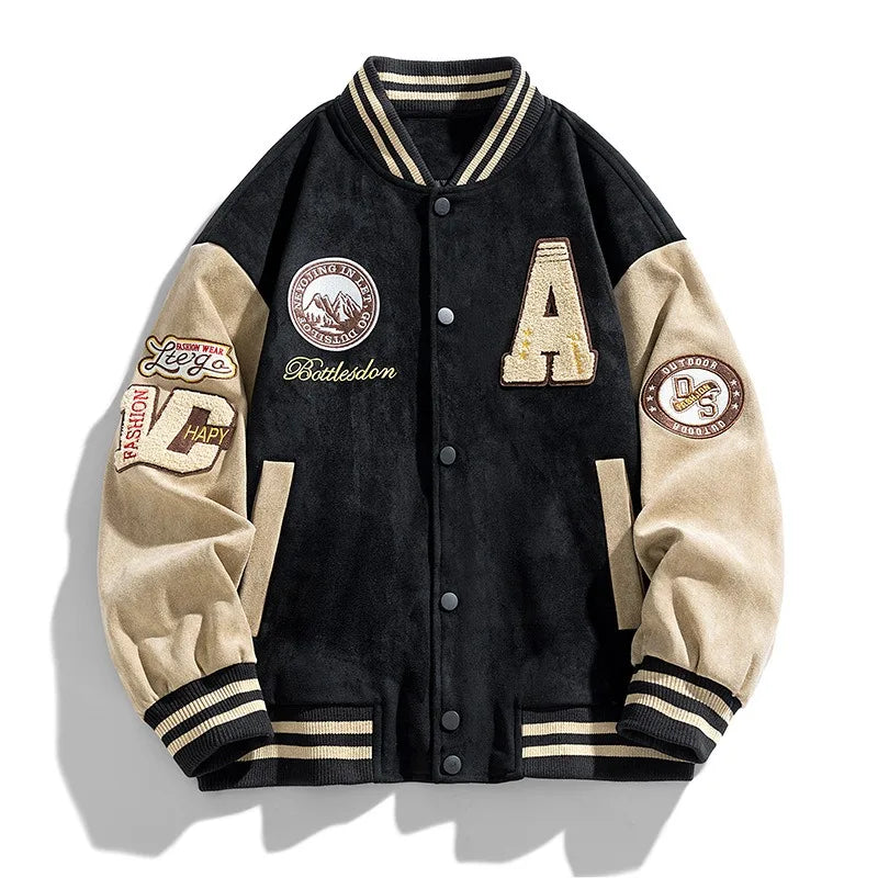 Varsity | Patch Embroidered Two-Tone Men's Bomber Jacket