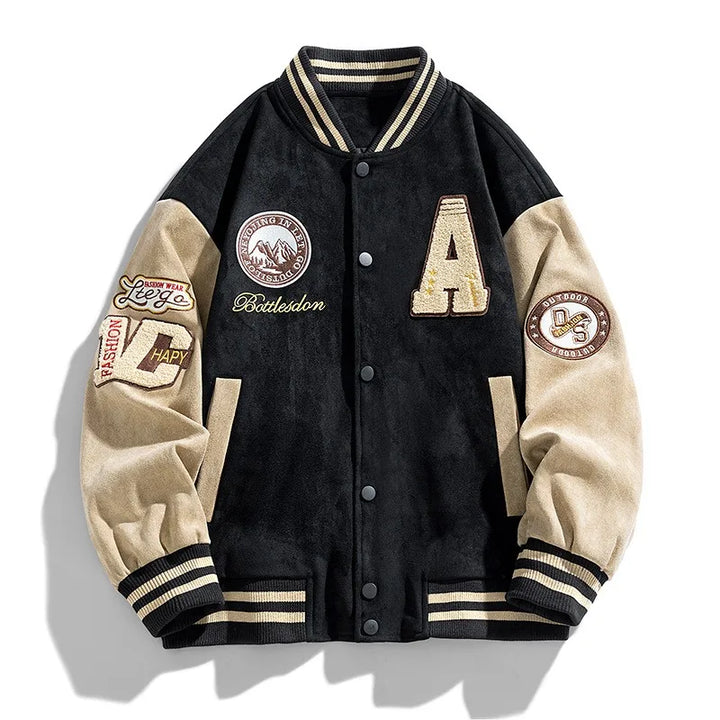 Varsity | Patch Embroidered Two-Tone Men's Bomber Jacket