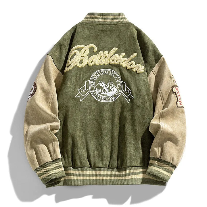 Varsity | Patch Embroidered Two-Tone Men's Bomber Jacket