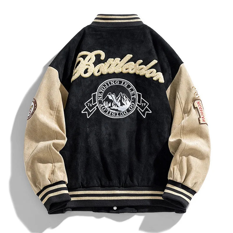 Varsity | Patch Embroidered Two-Tone Men's Bomber Jacket