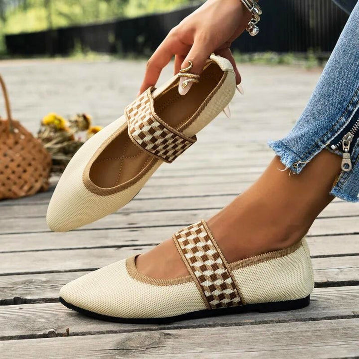 Darcie | Checkered Strap Knit Orthopedic Flats for Women