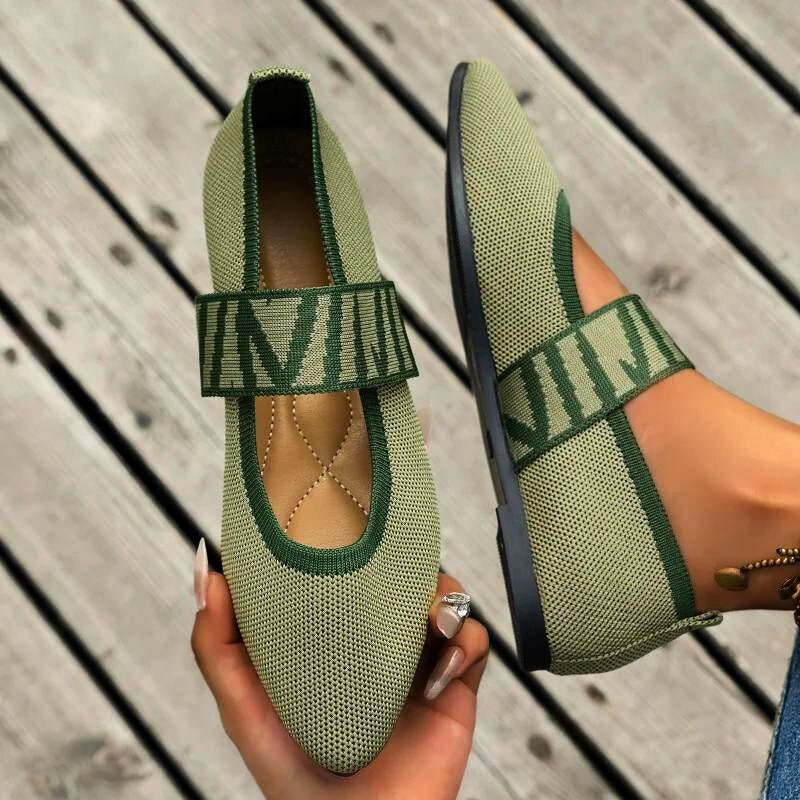 Darcie | Checkered Strap Knit Orthopedic Flats for Women