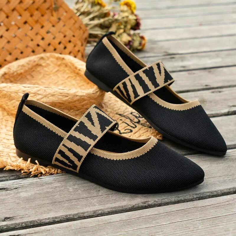 Darcie | Checkered Strap Knit Orthopedic Flats for Women