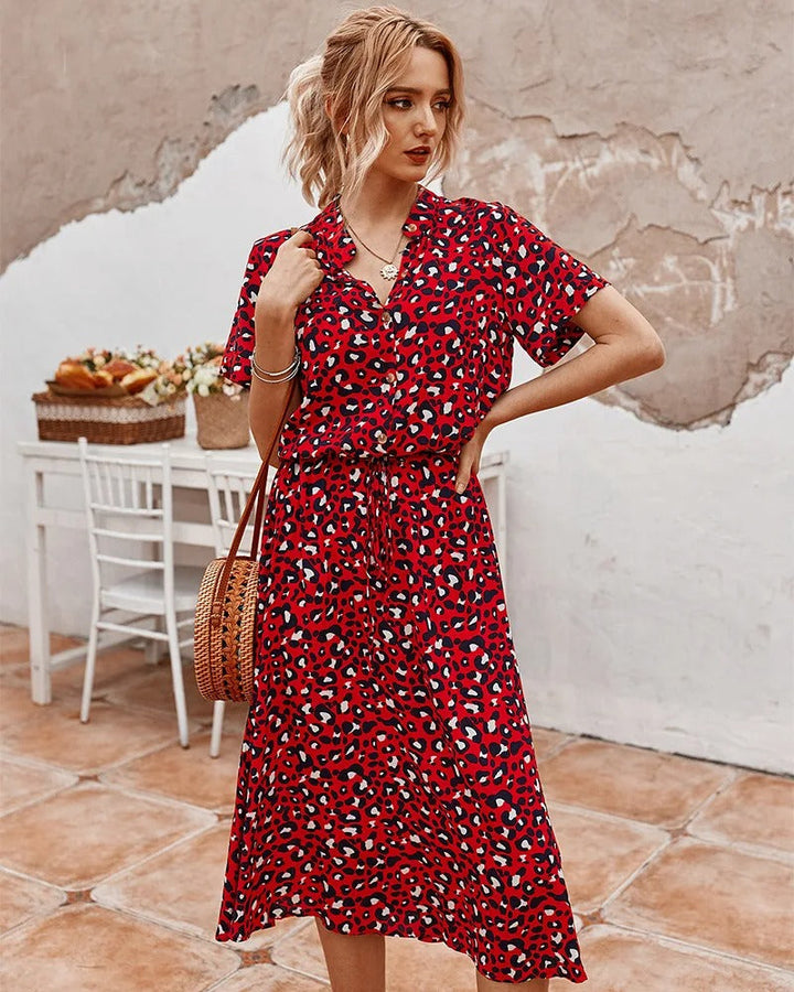 Spots | Dalmatian Print Tie Waist Button Midi Dress