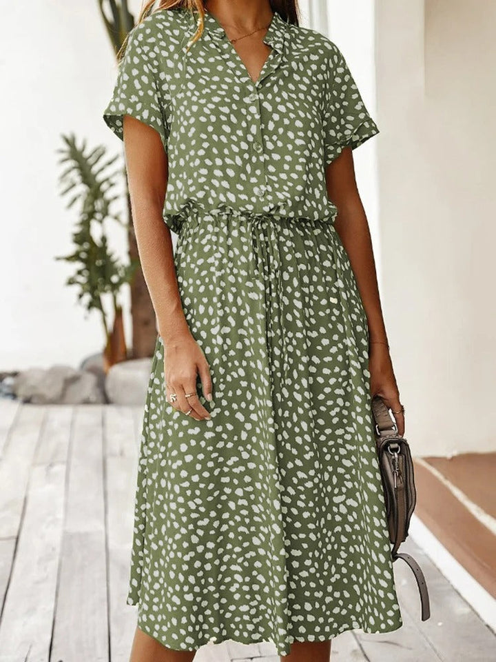 Spots | Dalmatian Print Tie Waist Button Midi Dress