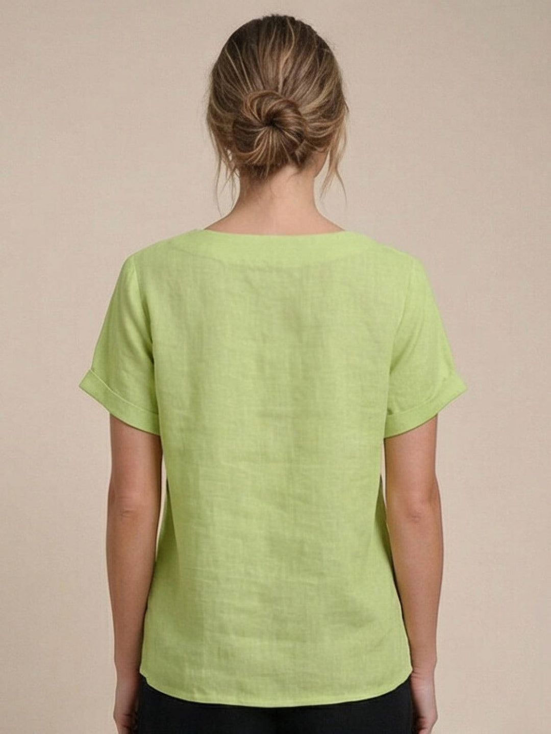Saoirse | Side-Button Scoop Neck Linen Tunic Blouse
