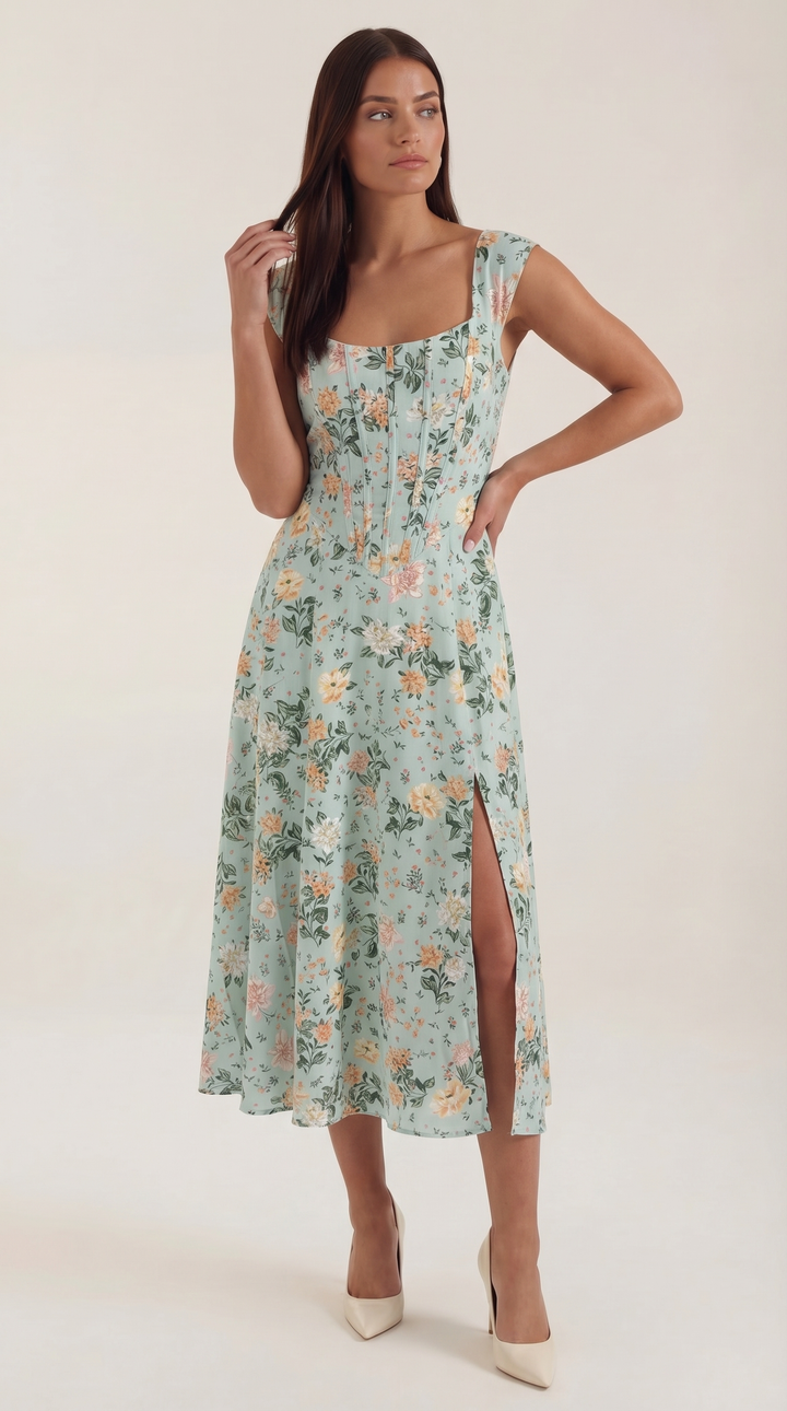 Dahlia | Women's Corset Bodice Boho Floral Summer Dress