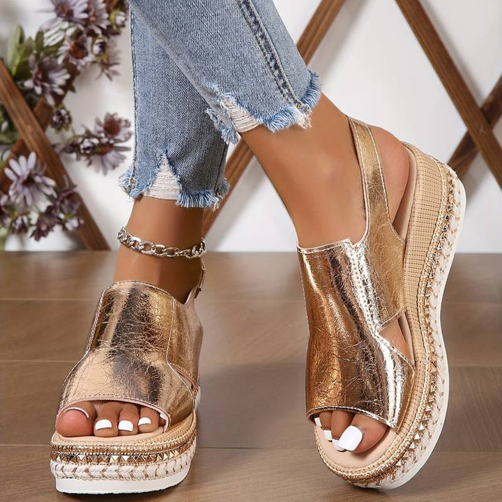 Aurielle | Women’s Metallic Wedge Sandals