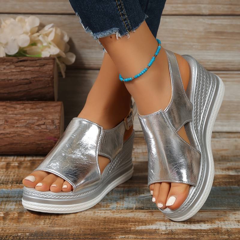 Aurielle | Women’s Metallic Wedge Sandals