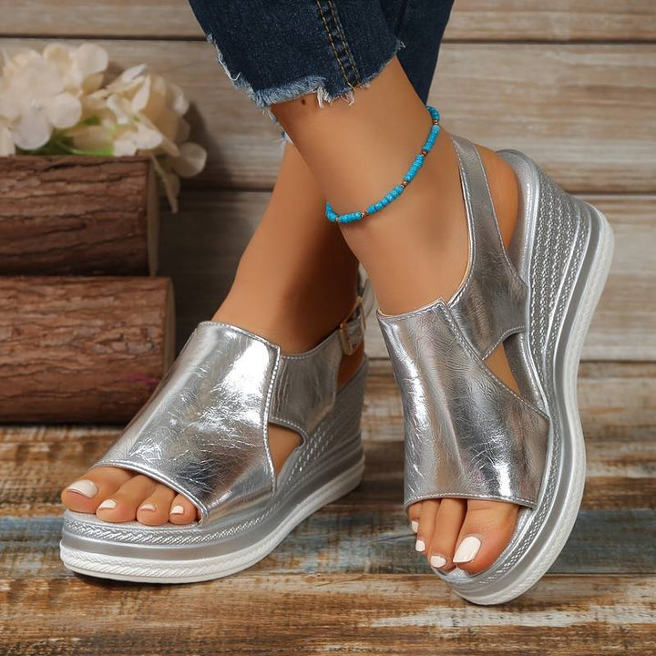 Aurielle | Women’s Metallic Wedge Sandals