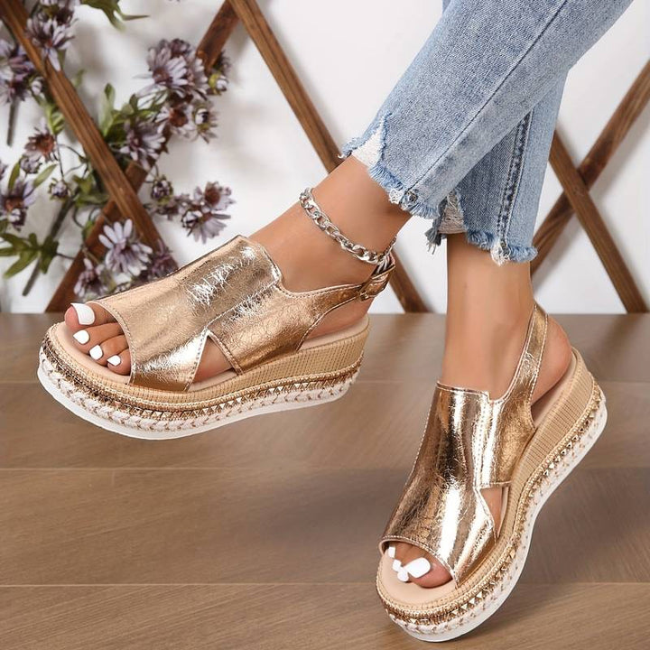 Aurielle | Women’s Metallic Wedge Sandals