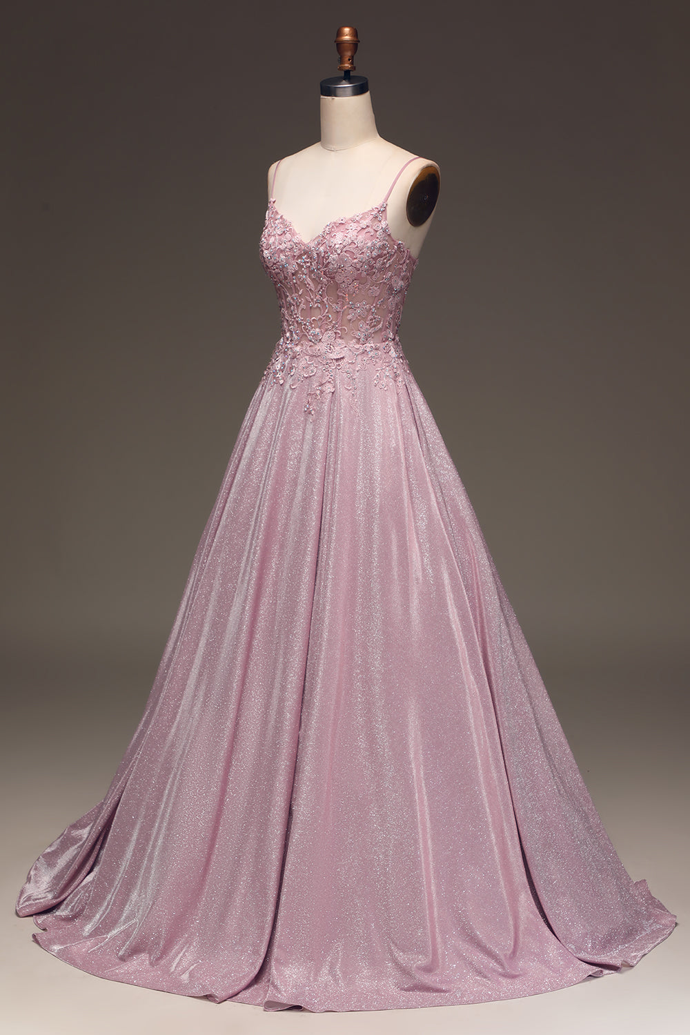 Isadora | Lace Appliqué Glitter Ball Gown Maxi Formal Dress