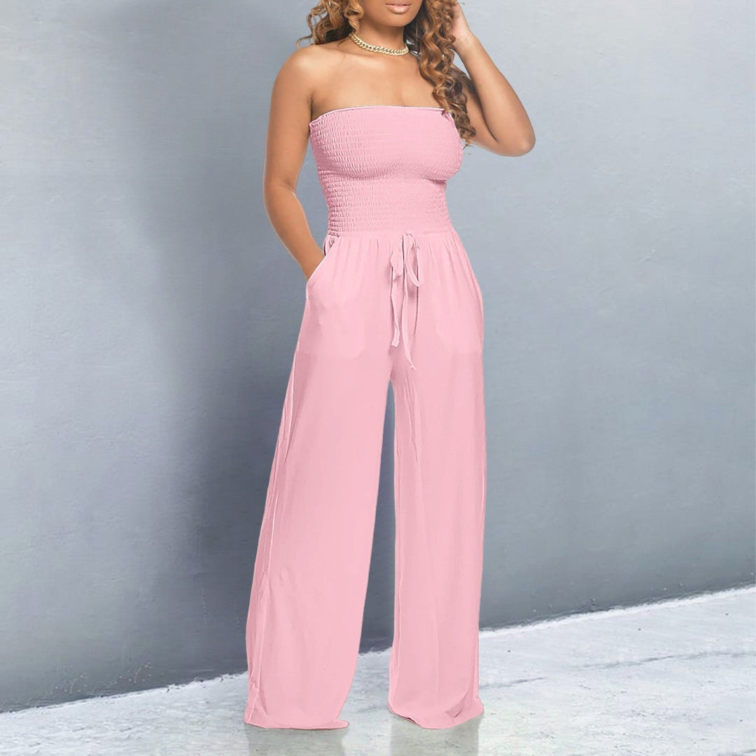Penelope | Strapless Wide Leg Jumpsuit – Women's Casual Summer Jumpsuit