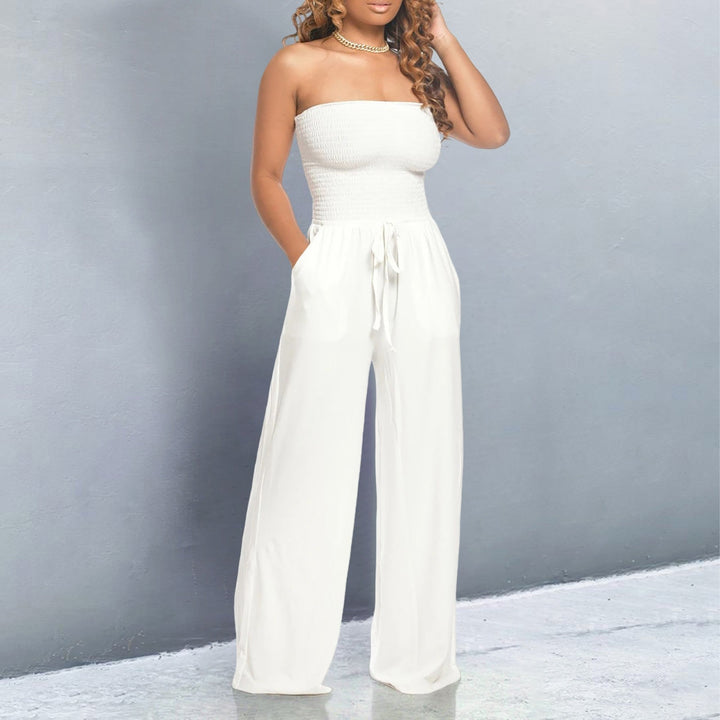 Penelope | Strapless Wide Leg Jumpsuit – Women's Casual Summer Jumpsuit