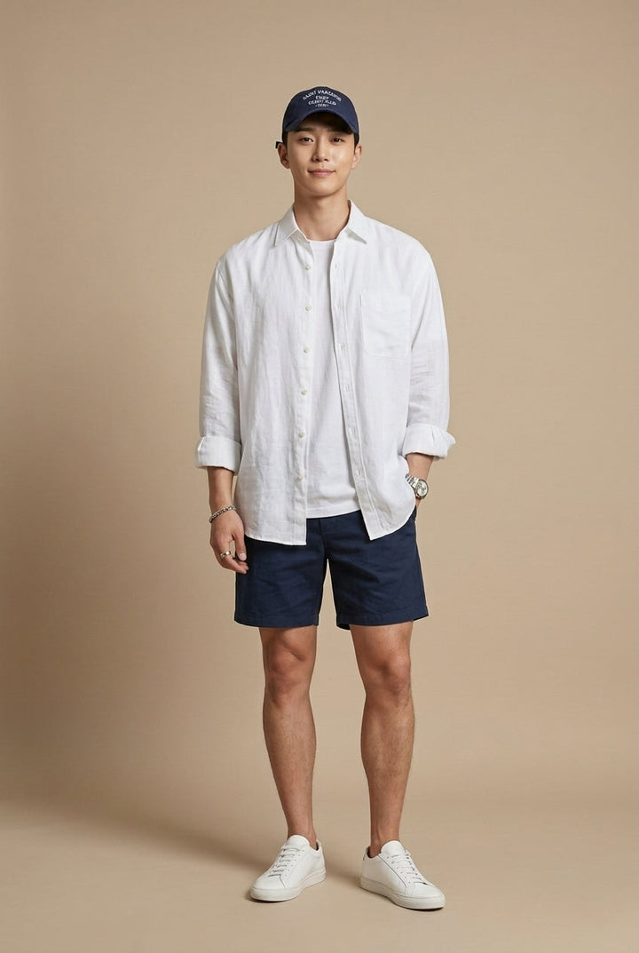 Kai | Men's Linen Long Sleeve Shirt – Casual Button Up Summer Shirt