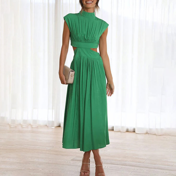 Celine | Ruched Cut-Out Mock Neck Halter Neck Wedding Guest Dress