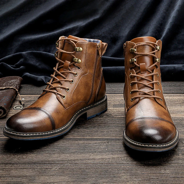 Callum | Cap Toe Lace-Up Leather Combat Ankle Boots