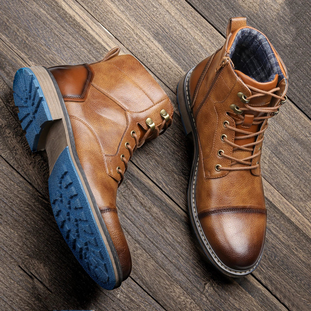 Callum | Cap Toe Lace-Up Leather Combat Ankle Boots