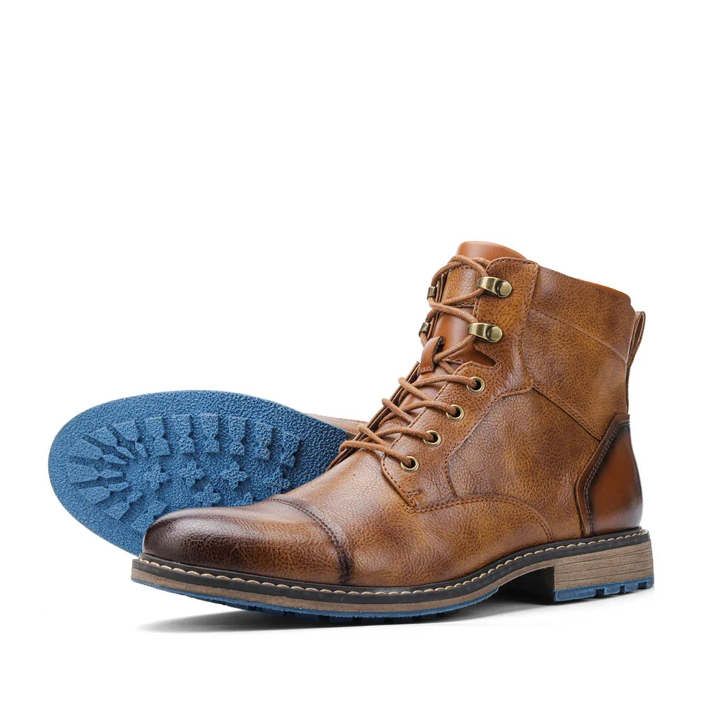 Callum | Cap Toe Lace-Up Leather Combat Ankle Boots