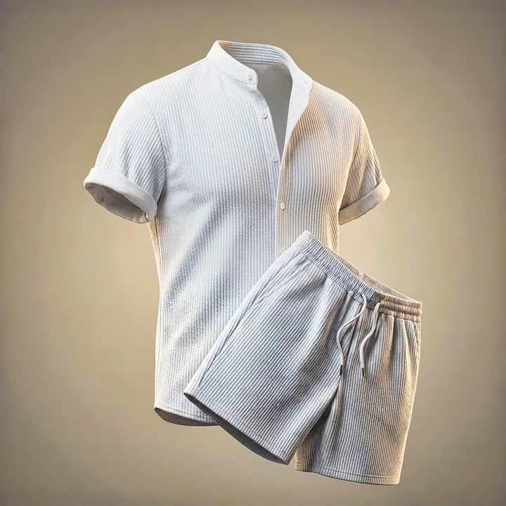 Solaro | Men's Ribbed Mandarin Collar Co-ord Set
