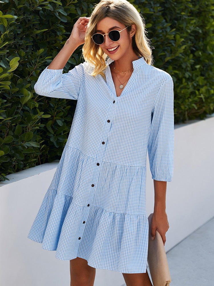 Picnic | Gingham Tiered Button-Down Summer Dress