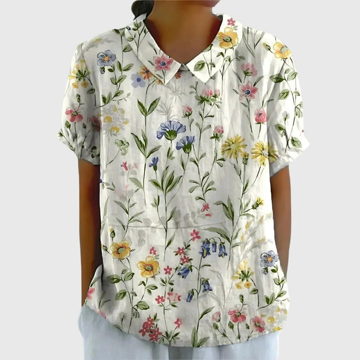 Meadowlark | Wildflower Print Short-Sleeve Tunic Blouse