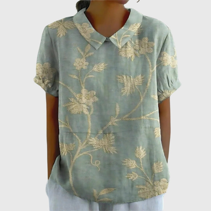 Meadowlark | Wildflower Print Short-Sleeve Tunic Blouse