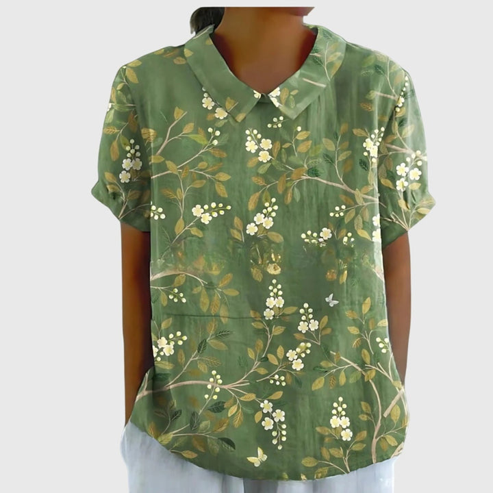 Meadowlark | Wildflower Print Short-Sleeve Tunic Blouse