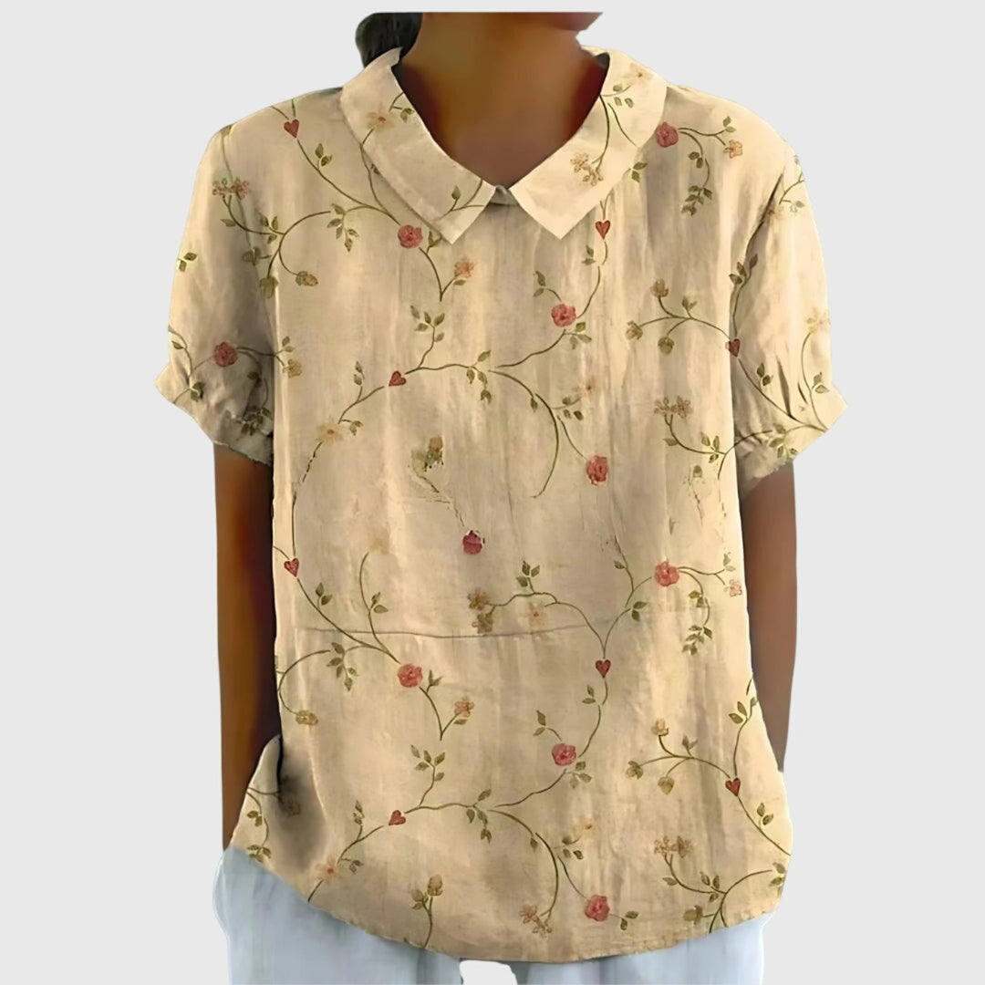 Meadowlark | Wildflower Print Short-Sleeve Tunic Blouse