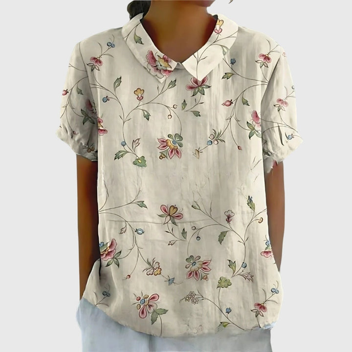 Meadowlark | Wildflower Print Short-Sleeve Tunic Blouse