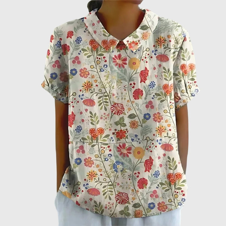 Meadowlark | Wildflower Print Short-Sleeve Tunic Blouse