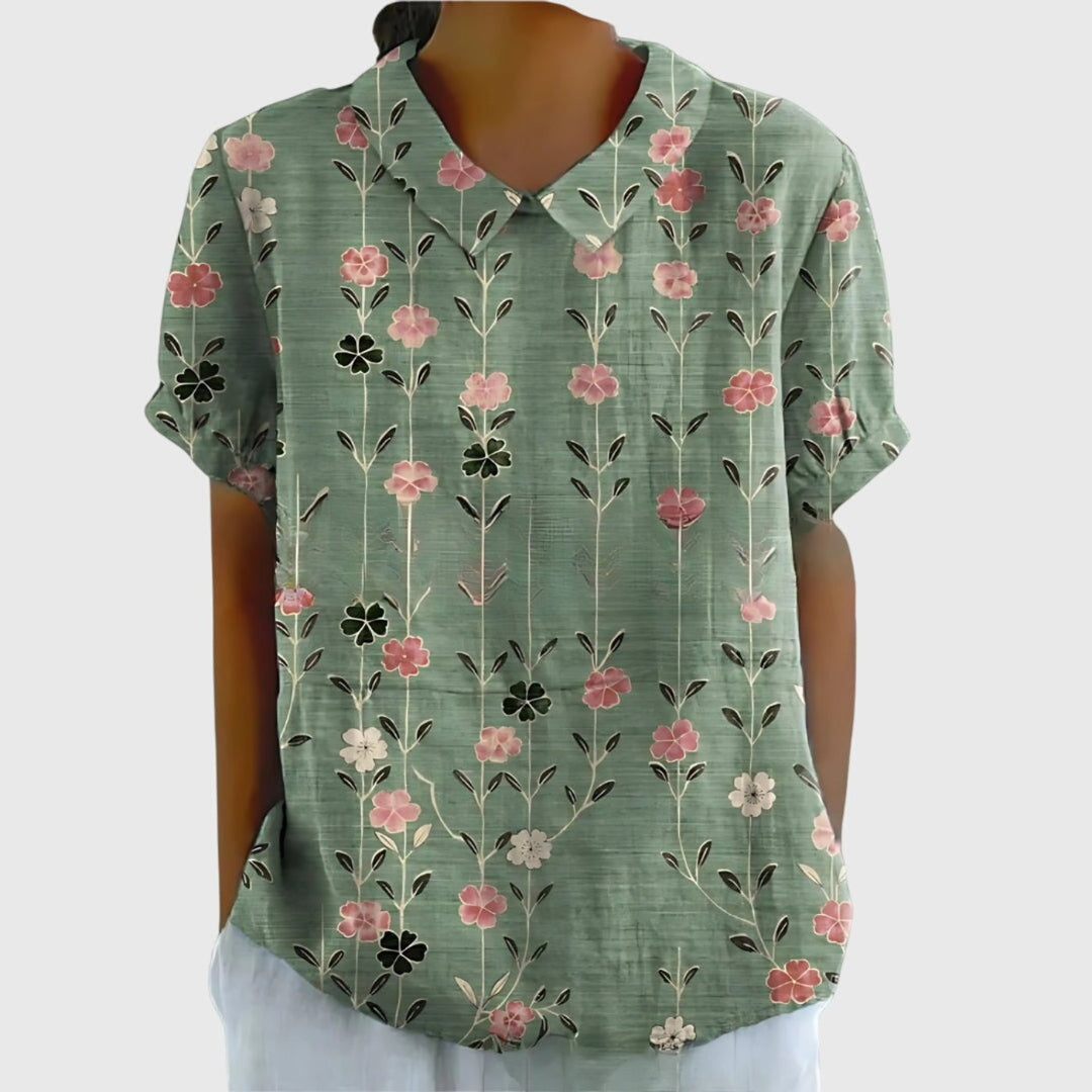 Meadowlark | Wildflower Print Short-Sleeve Tunic Blouse