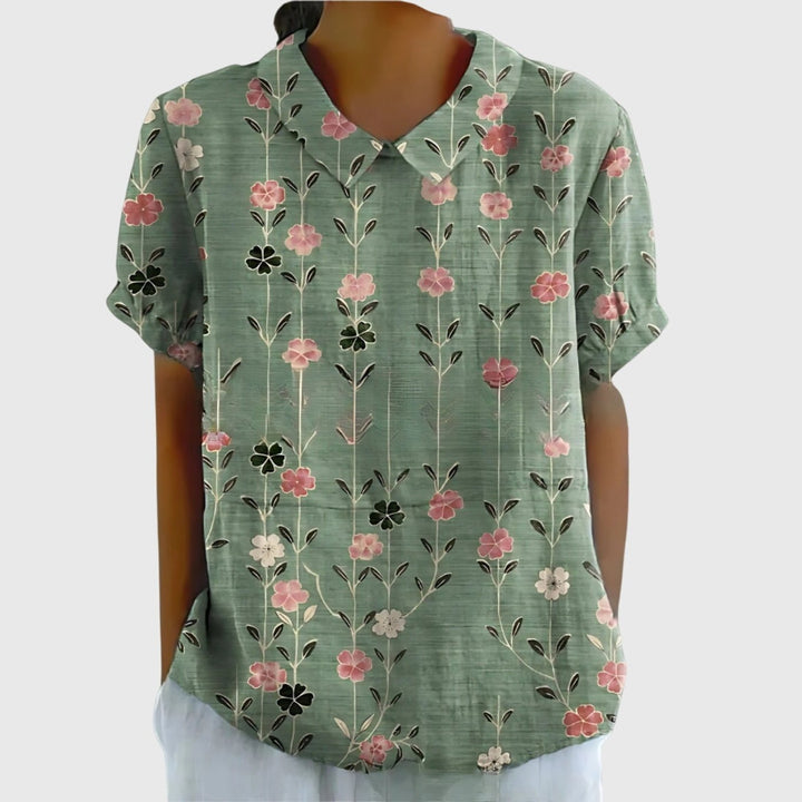 Meadowlark | Wildflower Print Short-Sleeve Tunic Blouse