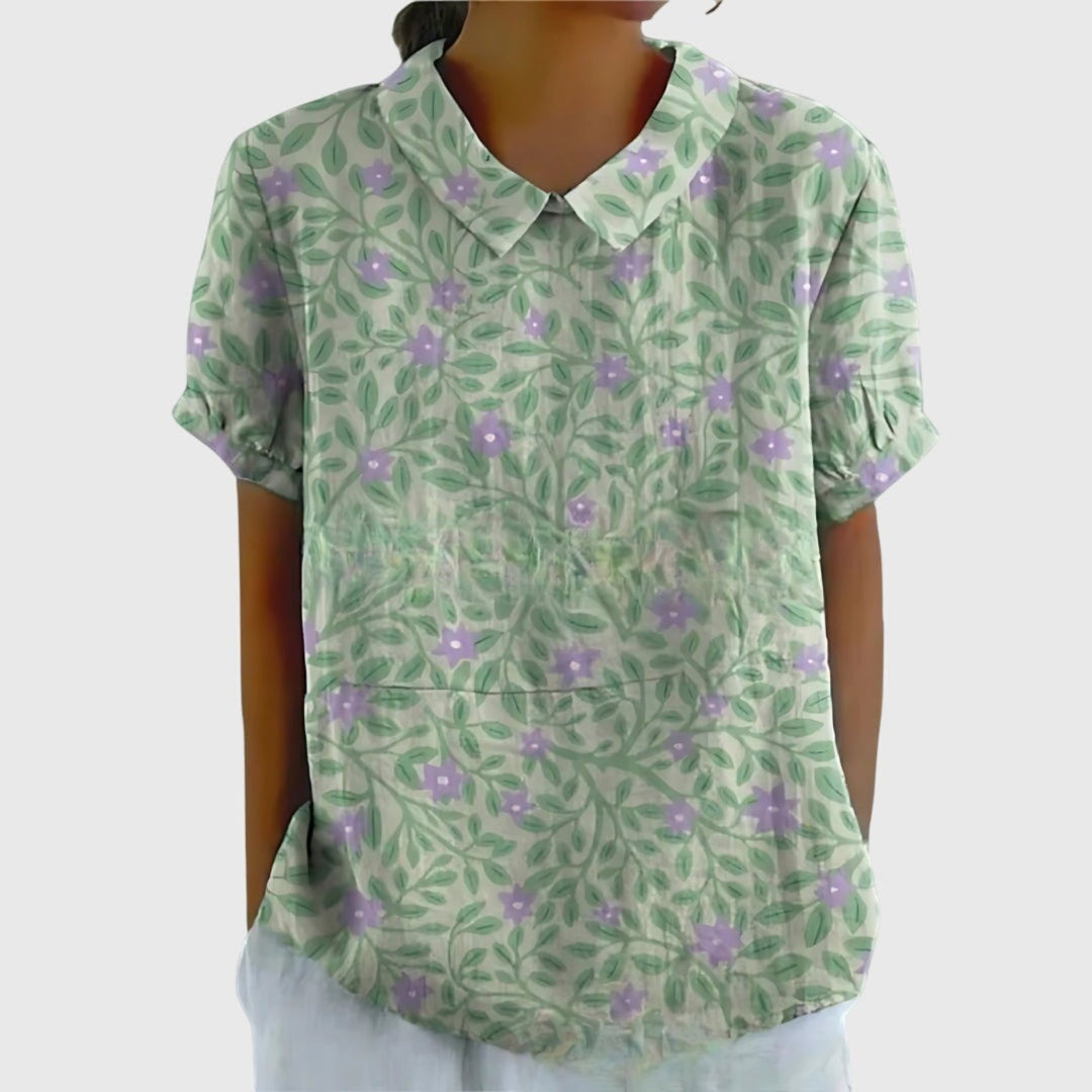 Meadowlark | Wildflower Print Short-Sleeve Tunic Blouse