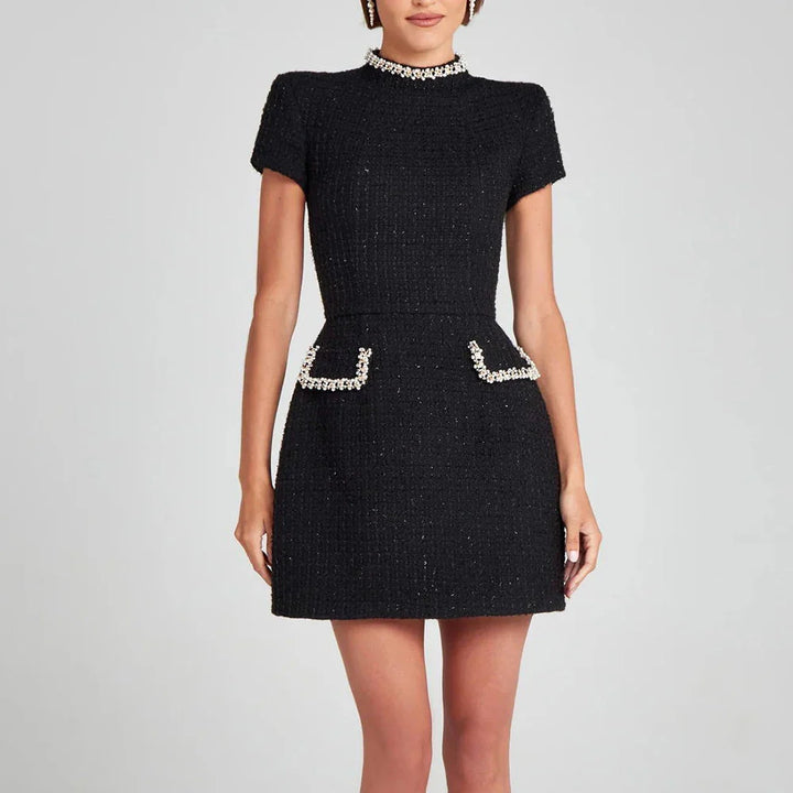 Vivienne | Women's Tweed Crystal-Trim Mini Dress