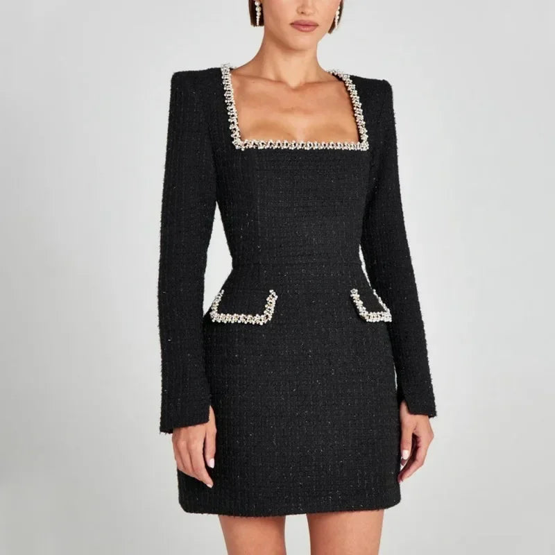 Vivienne | Women's Tweed Crystal-Trim Mini Dress