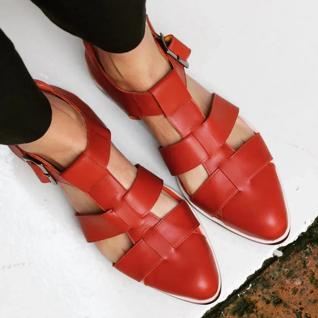 Romina | Woven Cage Buckle Orthopedic Flats for Women