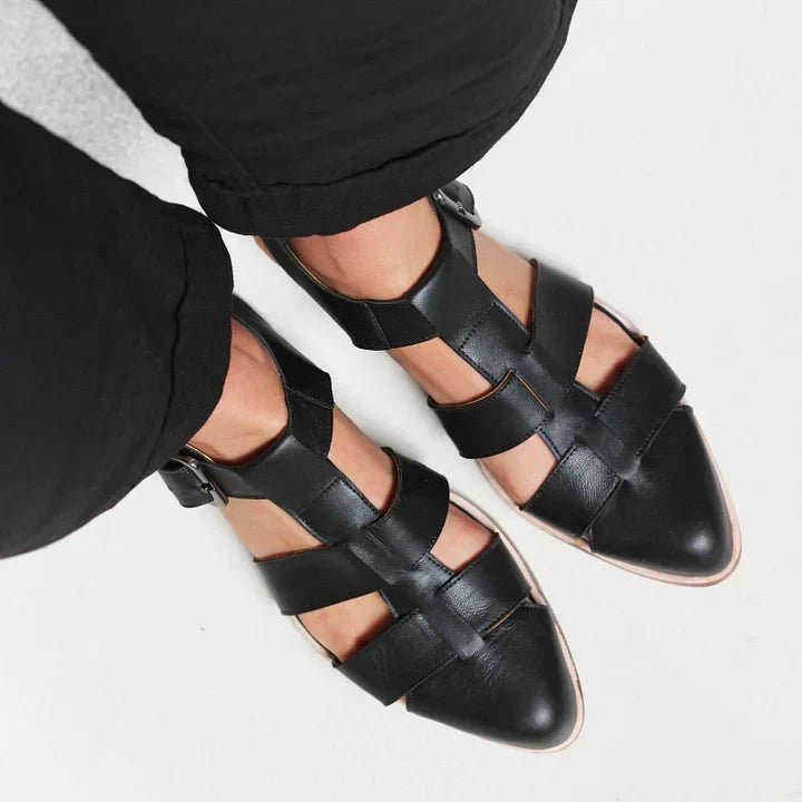 Romina | Woven Cage Buckle Orthopedic Flats for Women