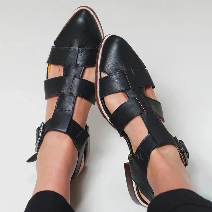 Romina | Woven Cage Buckle Orthopedic Flats for Women